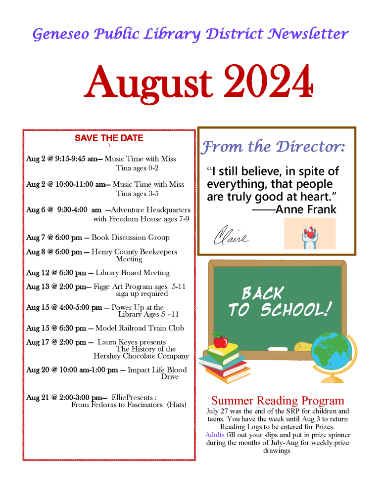 August 2024 Newsletter Page 1