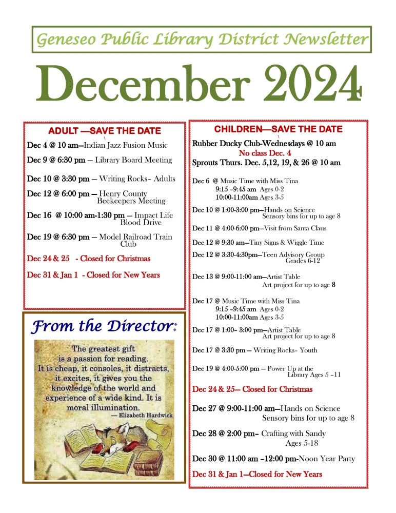 December 2024 Newsletter page 1