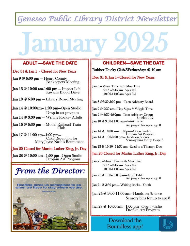 January 2025 Newsletter Page 1