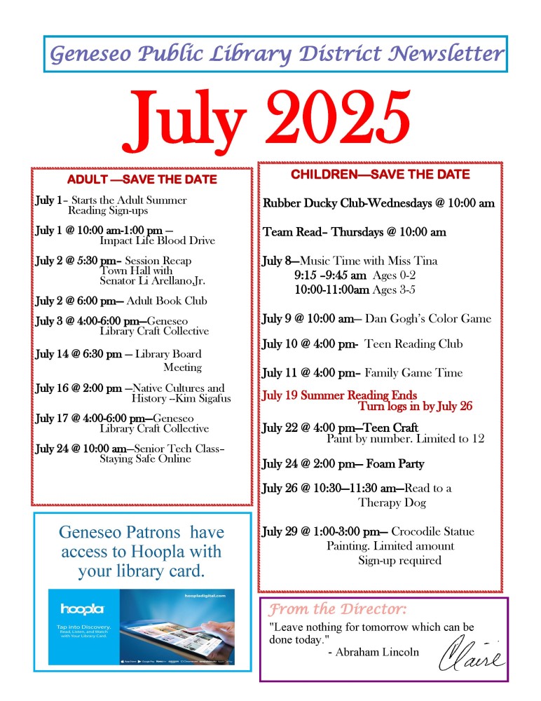 July 2025 Newsletter Page 1